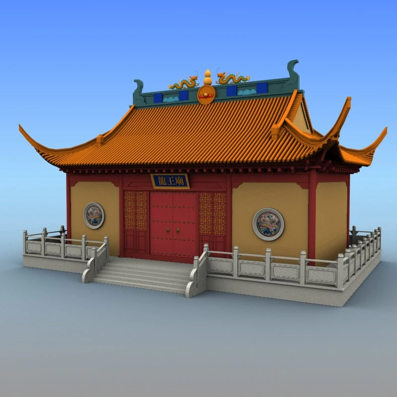 chinese temple 3D Model .c4d .max .obj .3ds .fbx .stl .blend 