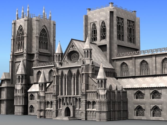 gothic cathedral 3Dモデル .c4d .max .obj .3ds .fbx .stl .blend 
