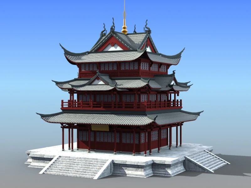 chinese architecture 08 3D Model .c4d .max .obj .3ds .fbx .stl .blend 