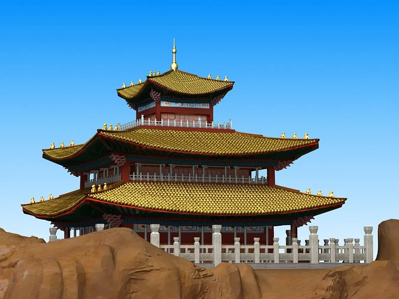 chinese architecture scene 3D Model .c4d .max .obj .3ds .fbx .stl .blend 