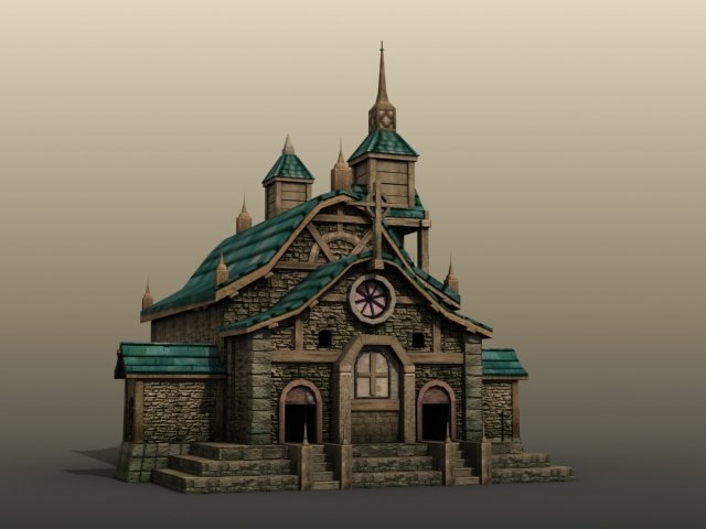 church 3D Model .c4d .max .obj .3ds .fbx .stl .blend 