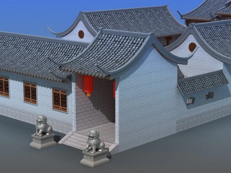 chinese village 14 3D Model .c4d .max .obj .3ds .fbx .stl .blend 