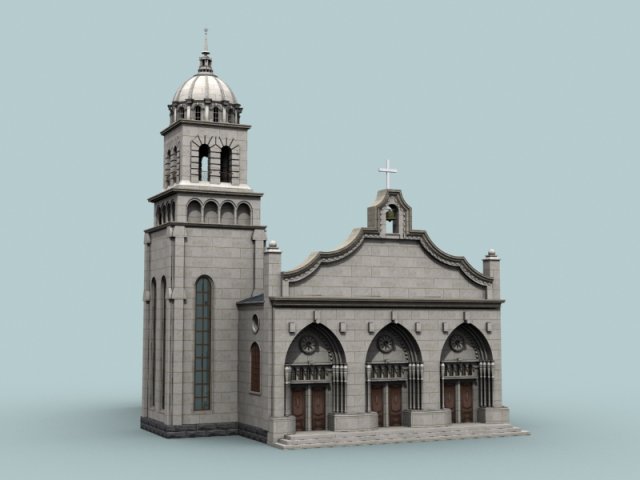 church 01 3D Модель .c4d .max .obj .3ds .fbx .stl .blend