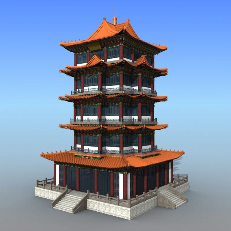 chinese building 15 3D Model .c4d .max .obj .3ds .fbx .stl .blend