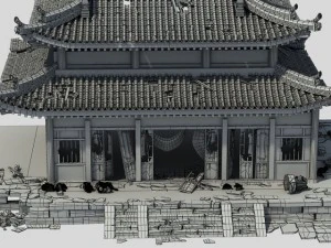 shabby chinese temple 3D Model