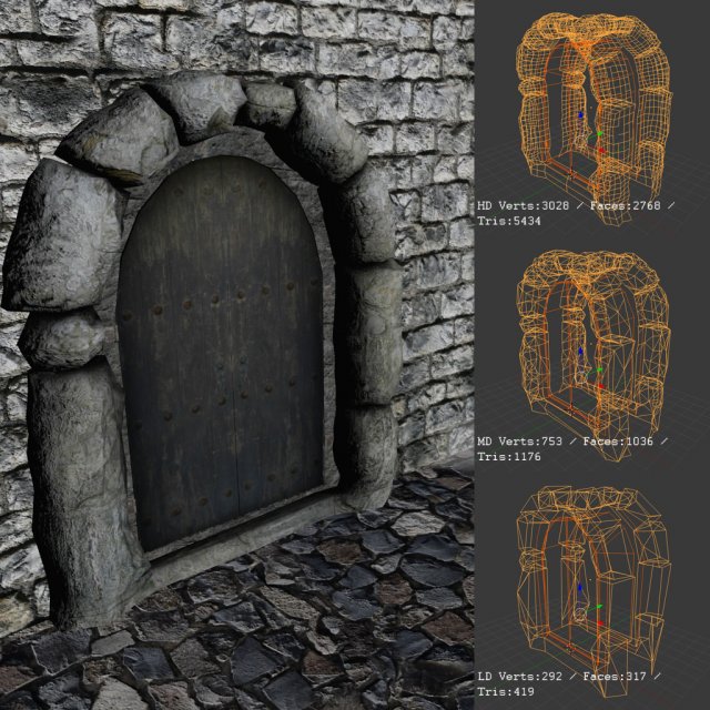 medieval arcuate double doors 3Dモデル .c4d .max .obj .3ds .fbx .stl .blend 