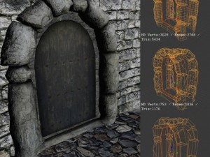 medieval arcuate double doors Modèle 3D