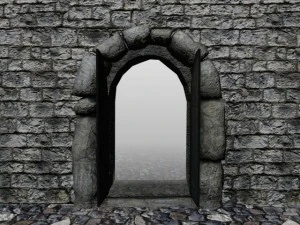 medieval arcuate double doors 3D Model
