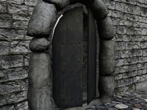 medieval arcuate double doors 3D Model