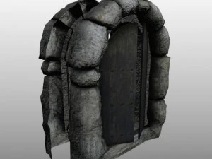 medieval arcuate double doors 3D Model