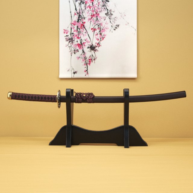 japanese katana - high poly 3D मॉडल .c4d .max .obj .3ds .fbx .stl .blend 