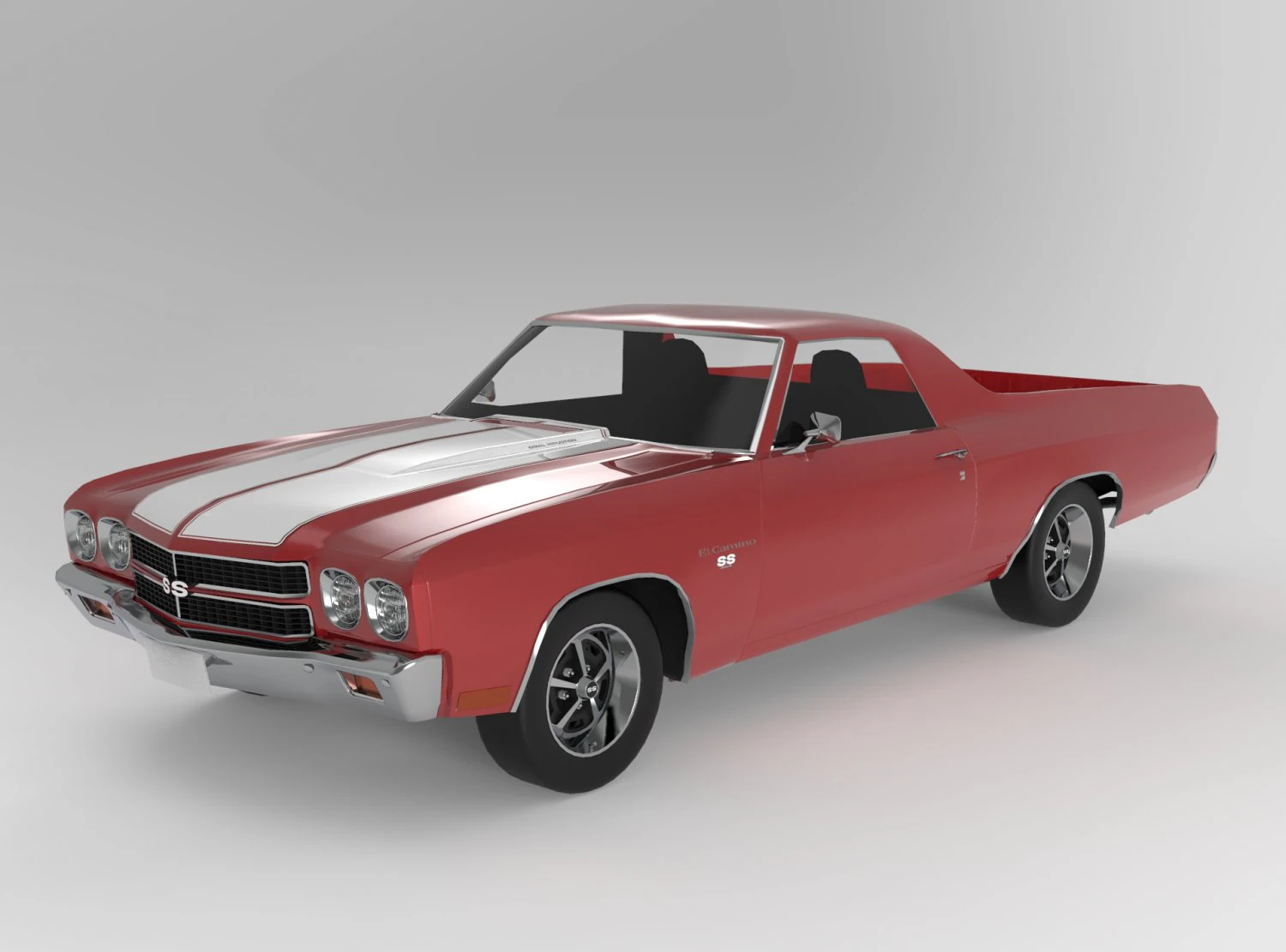 Chevrolet El Camino SS 1970 3D Model .c4d .max .obj .3ds .fbx .stl .blend 