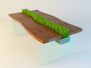 table with grass Model 3D