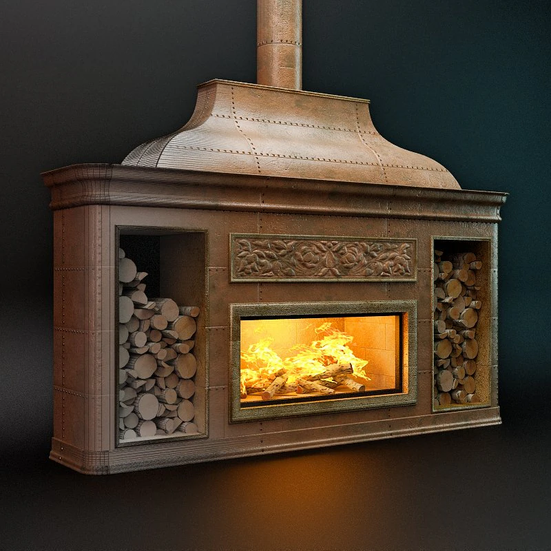 chemin&eacute;e en cuivre Modèle 3D .c4d .max .obj .3ds .fbx .stl .blend 