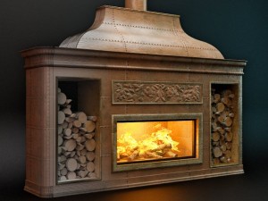 copper fireplace Model 3D