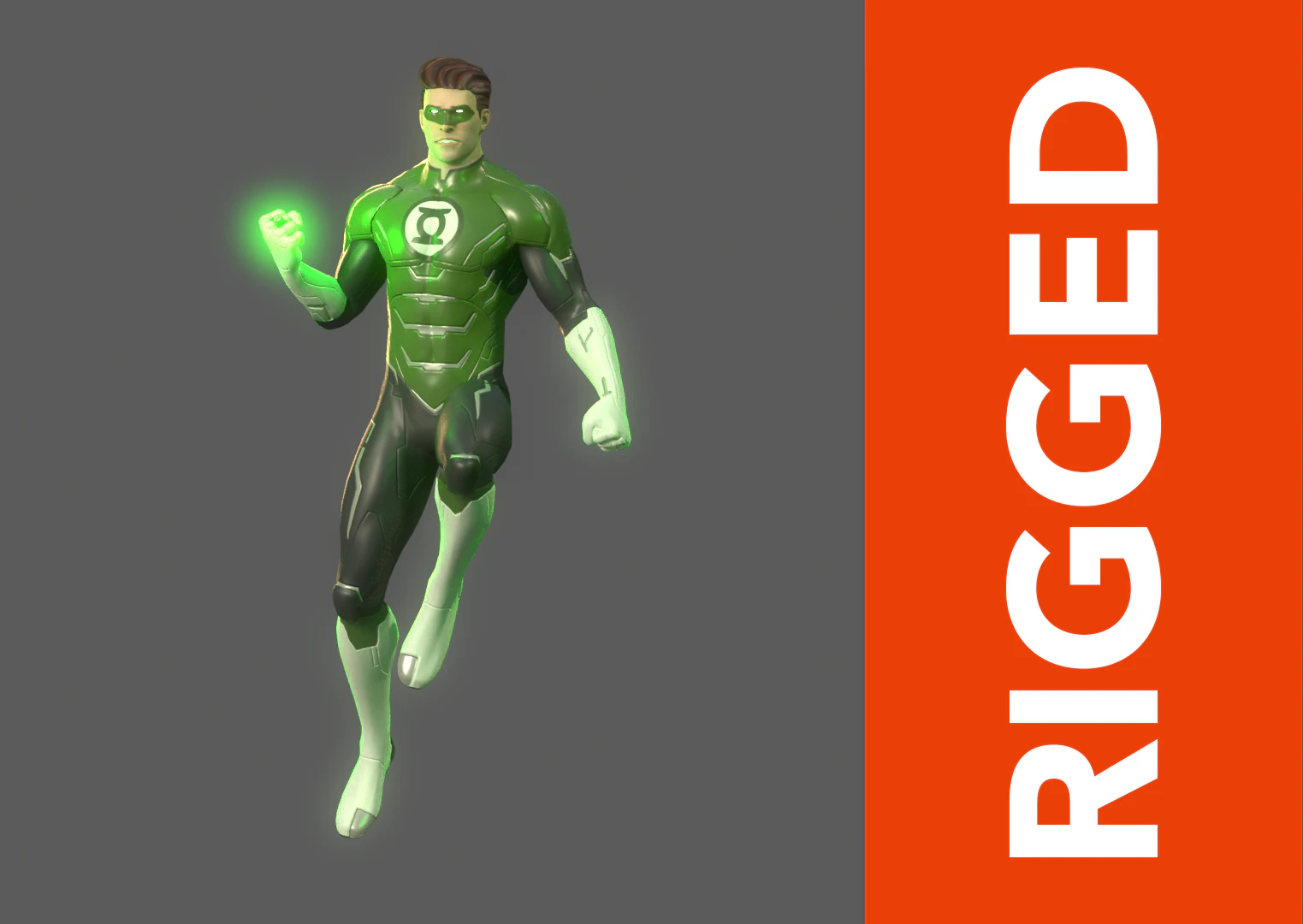 Green Lantern Hal Jordan Rig 3D Model .c4d .max .obj .3ds .fbx .stl .blend 