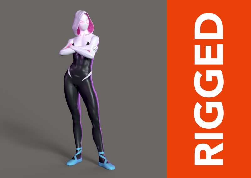 Spider-Gwen Rig 3D Model .c4d .max .obj .3ds .fbx .stl .blend