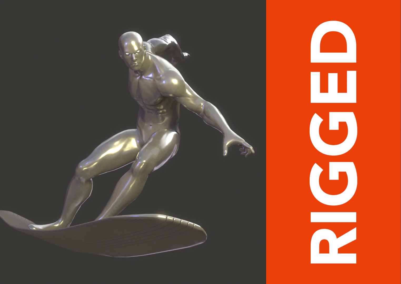 Silver Surfer Rig 3D Model .c4d .max .obj .3ds .fbx .stl .blend 