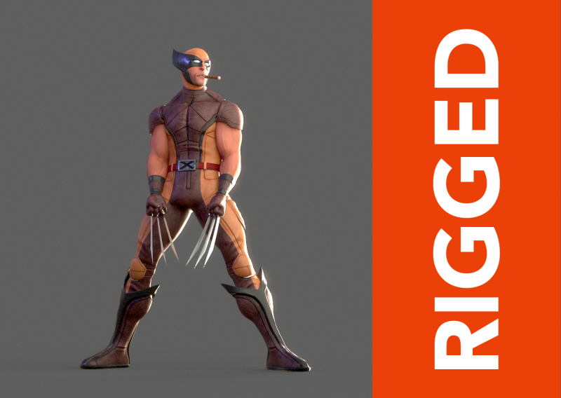 Wolverine Rig 3D Модель .c4d .max .obj .3ds .fbx .stl .blend