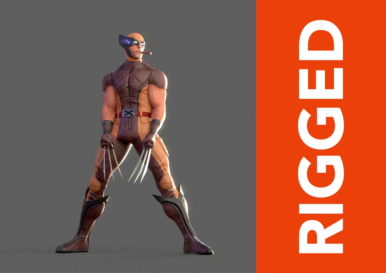 Wolverine Rig 3D Model .c4d .max .obj .3ds .fbx .stl .blend 