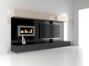 tv furniture with fireplace Model 3D
