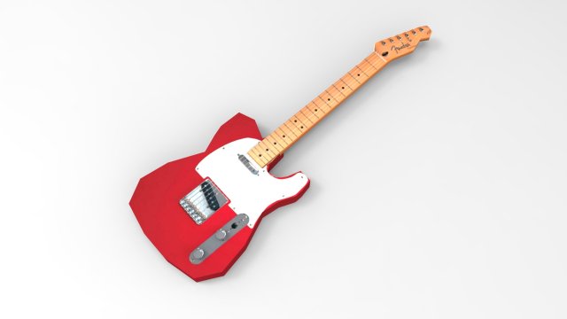 low poly guitar  fender telecaster 3D 模型 .c4d .max .obj .3ds .fbx .stl .blend 