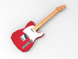low poly guitar  fender telecaster Modèle 3D