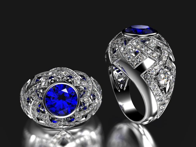 the sapphire ring 3D Принт Модель .c4d .max .obj .3ds .fbx .stl .blend 