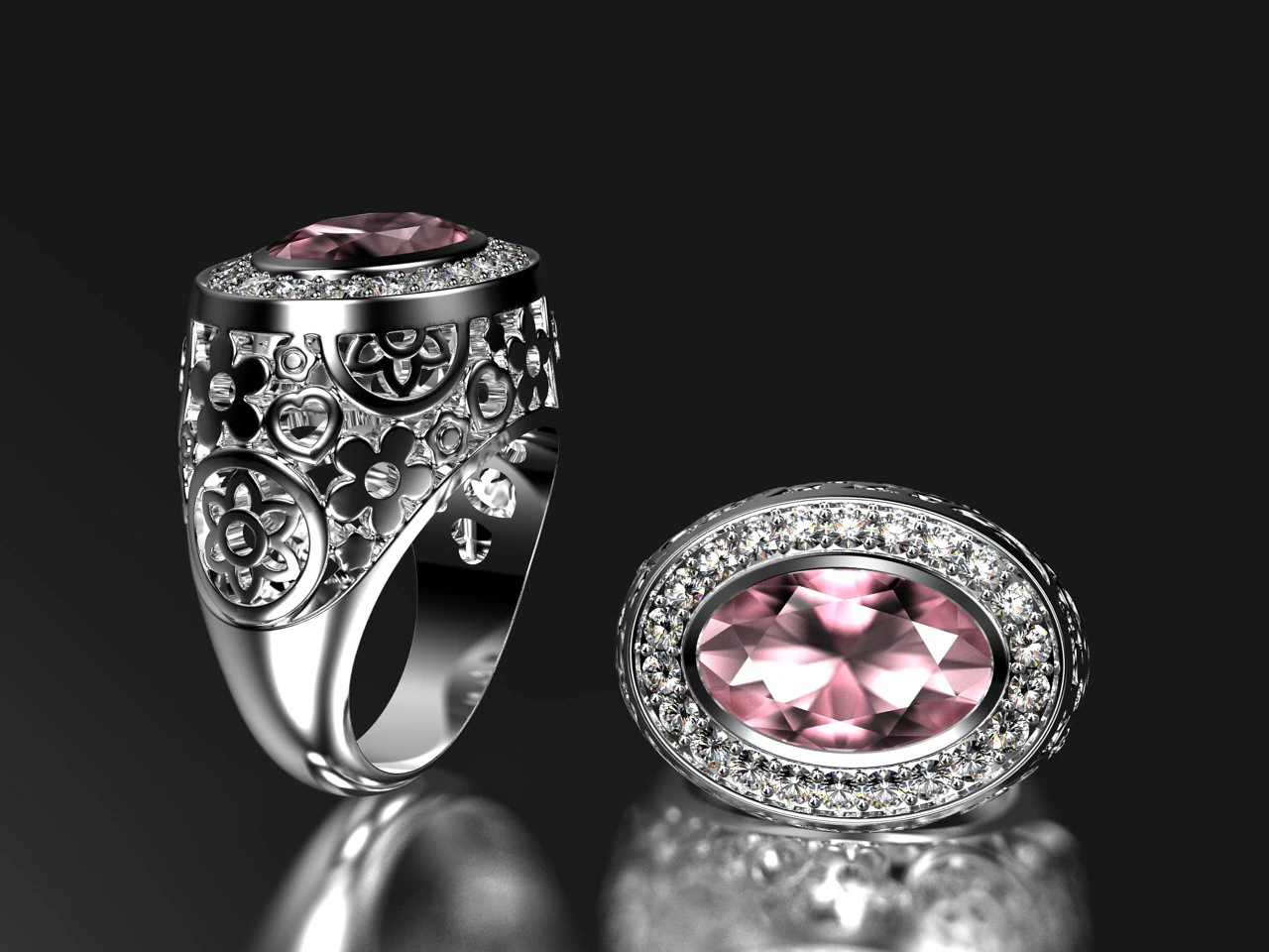 rose quarz ring 3D Print Model .c4d .max .obj .3ds .fbx .stl .blend 