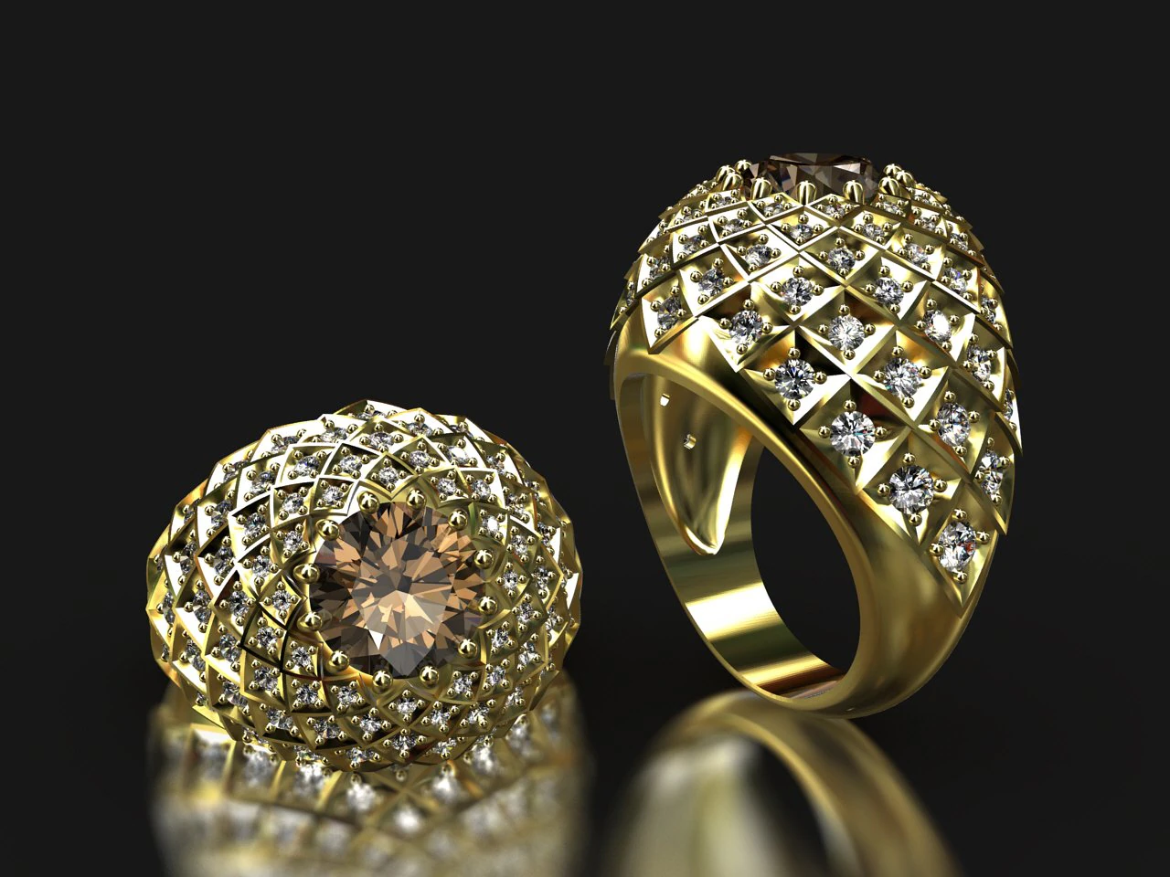 smoky quarz ring 3D Print Model .c4d .max .obj .3ds .fbx .stl .blend 