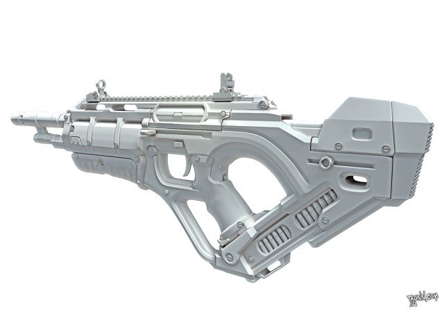futuristic rifle Model 3D .c4d .max .obj .3ds .fbx .stl .blend 