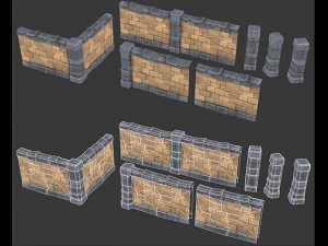 tiling stone walls 01 3D Model