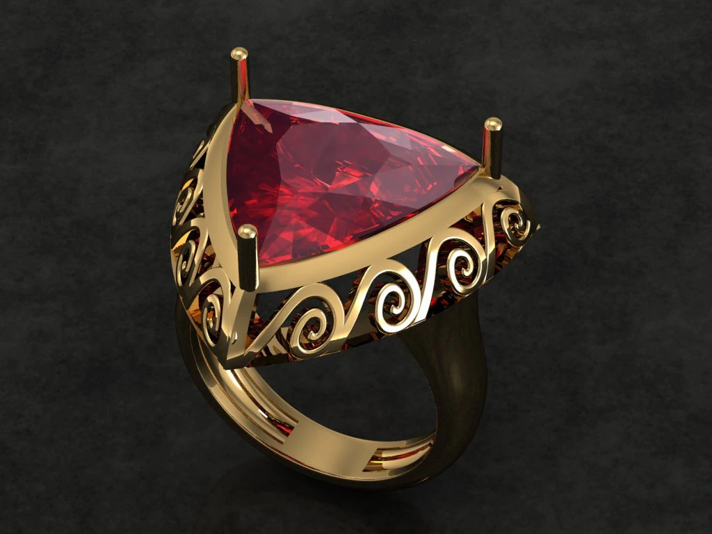 triangle garnet ring 3D Model .c4d .max .obj .3ds .fbx .stl .blend 