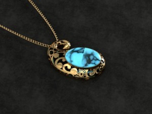 paisley turquoise pendant Model 3D