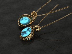 paisley turquoise pendant Model 3D