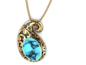 paisley turquoise pendant Model 3D