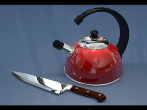 kettle and knife Modèle 3D