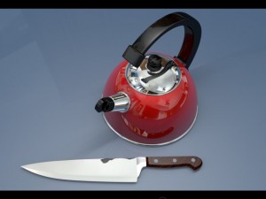 kettle and knife 3D Model