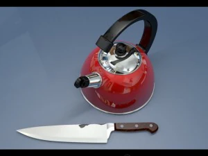 kettle and knife 3D Model