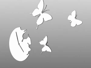 clock butterflies 3D Model