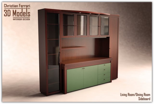 dining room sideboard 3D Model .c4d .max .obj .3ds .fbx .stl .blend 