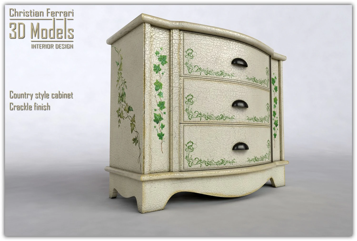cabinet country style 3D Model .c4d .max .obj .3ds .fbx .stl .blend 