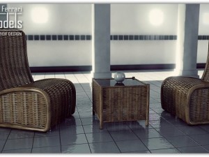 wicker coffee table 3D Модель