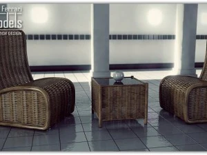 wicker coffee table 3D Model