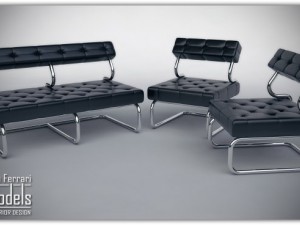 leather set chairscouch 3D Модель