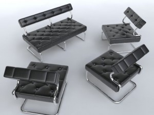 leather set chairscouch Modèle 3D