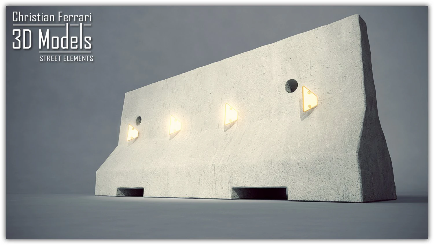 road delineators with barrier 3D Model .c4d .max .obj .3ds .fbx .stl .blend