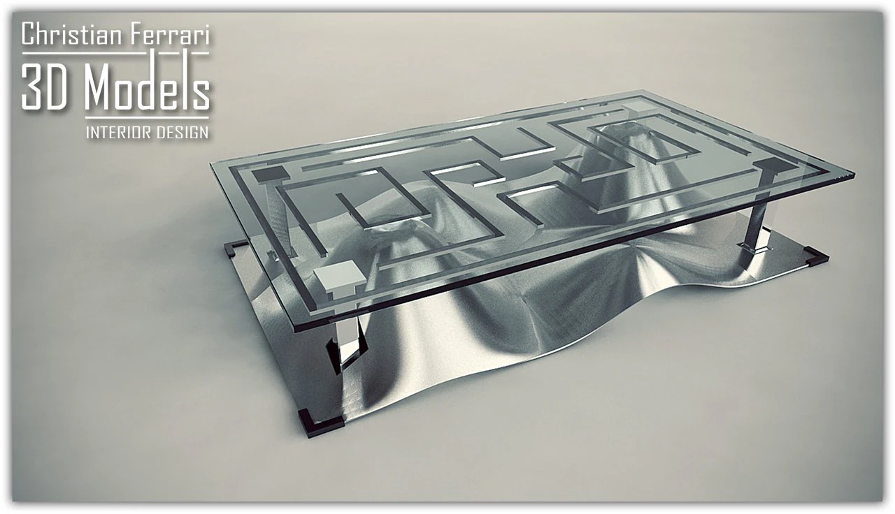 waves design coffee table 3D Model .c4d .max .obj .3ds .fbx .stl .blend 