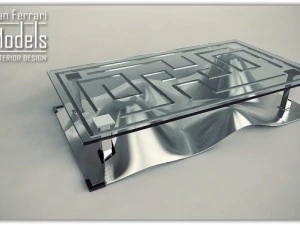 meja kopi desain gelombang Model 3D