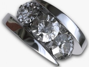 white gold ring with diamonds 3D Model